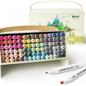 Rotuladores de alcohol 90 Colores Arrtx ALP Marcadores permanente con doble punta con caja única para niños, adultos, colorear, manga, dibujar, ilustración, pintar, dibujar, regalo, diseñar y más