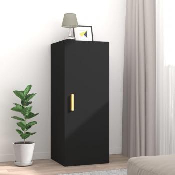 Armario de Pared Negro con 2 Estantes de 90x34,5x34 cm