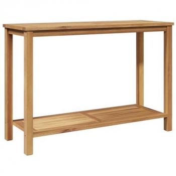 Mesa de Café Marrón con Estante 110 x 40 x 45 cm Madera de Teca Maciza