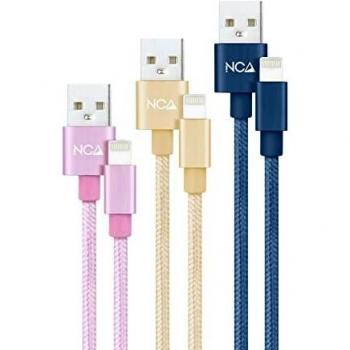 NANOCABLE 10.10.0401-CO2 - Pack de 3 Cables USB 2.0, Compatibles para Dispositivos Apple, Mallados, Colores