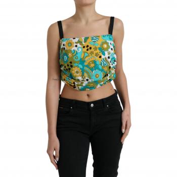 Dolce & Gabbana Multicolor Floral Sleeveless Cropped Top - IT50 | XXL, Women's Sleeveless Silk Tank Top, Size 2XL