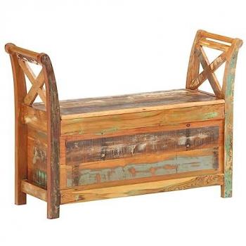 Reclaimed Wood Hall Bench 40.6x13x28.3 - Solid Construction