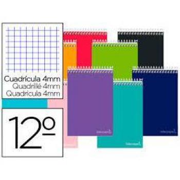 CUADERNO ESPIRAL LIDERPAPEL DOCEAVO APAISADO SMART TAPA BLANDA 80 HOJAS 60G/M² CUADRICULA 4MM COLORES SURTIDOS