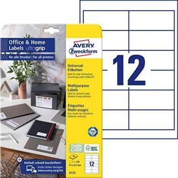 Avery Zweckform 6123 Blanco etiqueta de impresora - Etiquetas de impresora