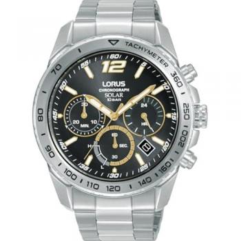 Reloj Hombre Lorus RZ509AX9 Negro Plateado con Correa de Acero Inoxidable y Resistencia al Agua