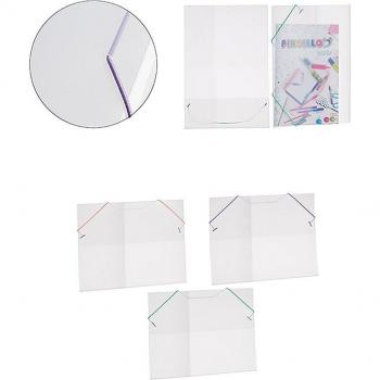 Pack de 3 Carpetas de Plástico Transparente con Goma y 3 Colores Tamaño A4