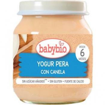 BabyBio Brassé Pera con Canela y Yogur de Leche de Vaca Orgánico para Bebés +6 Meses 2 Tarritos de 130 g