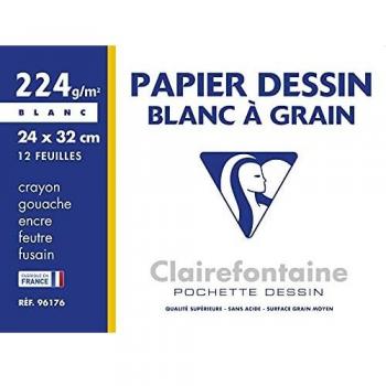 Clairefontaine Bloc de Papel con nervaduras, Color Blanco, 24 x 32 cm, 224 g