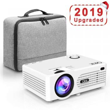 Proyector LCD de 2200 lúmenes, Mini Proyector, soporta 1080p Full HD, HDMI, VGA, USB x 2, SD, AV e interfaz de auriculares, incluidos HDMI y cable AV, Entretenimiento Home Theater Multimedia, Blanco