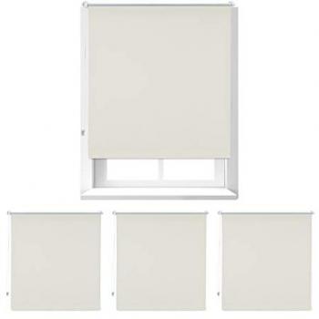 Set de 4 Estores Opacos Térmicos Enrollables Sin Taladro 110x160 cm, Aluminio-Plástico, Beige