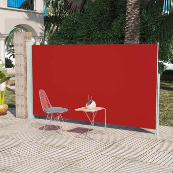 Toldo lateral retráctil de jardín 160x300 cm en color rojo, negro, crema y azul