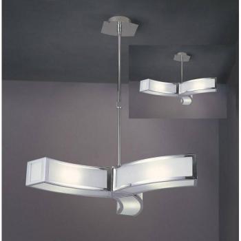 Lámpara colgante Duna E27 3 Bulbs L1, cromo pulido / acrílico blanco, incluye lámparas CFL