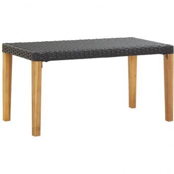 vidaXL Garden Bench 120 cm Black Poly Rattan and Solid Acacia Wood