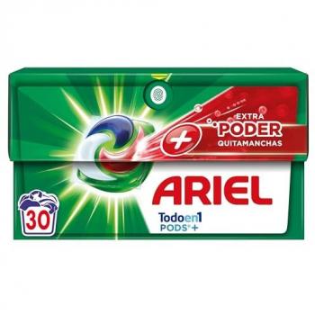 Cápsulas de Detergente Ariel Todo en Uno + Poder Extra Quitamanchas 30 Lavados