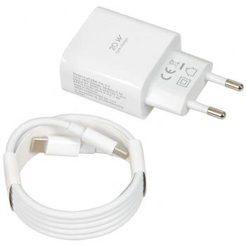 Cargador de Pared iBox C-39 USB-C PD 20W con Cable Blanco, Carga Rápida Universal