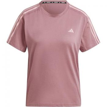 Camiseta de running Adidas Own the Run 3 bandas mujer rosa, manga corta, color marrón (XS), características: transpirable, ligera, tecnología Climalite para la gestión de la humedad