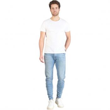 Le Temps des Cerises Blue Jogger Jeans with Trendy Tie Belt
