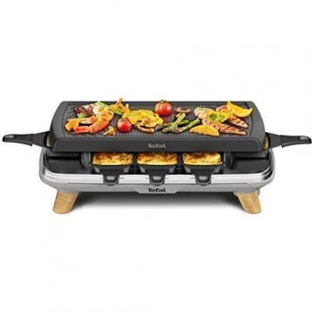 Tefal Raclette Gourmet 3 en 1 para 8 personas, 1350W, con plancha y coupelles extra profundas, antiadherente y apta para lavavajillas