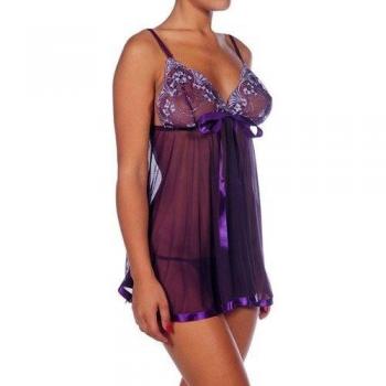 Intimax - Conjunto ropa interior picardía + tanga, color morado, talla S/M