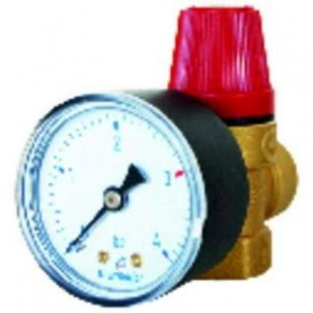 Reductor de presión de agua - Válvula de seguridad 15x21 3 Bar con manómetro FF1/2