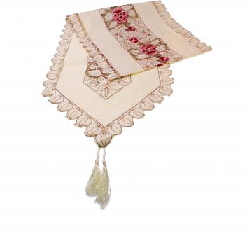 Sin Marca 150x40cm Camino de mesa mantel bordado calado de flores rojas tapicería para boda casa