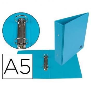 Carpeta de 2 anillas 40 mm redondas liderpapel A5 cartón forrado PVC azul
