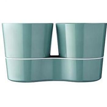 Mepal Hydro Herbs - Maceta Doble para Hierbas aromáticas, de plástico, 13,7 x 22 cm, 1 Unidad, plástico, Nordic Grün, 13.7 x 22 cm