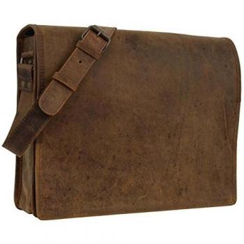 Gusti Leder studio Mitch Bolso Bandolera de Cuero Bolsa para Portátil 15,4 Oficina Clases Trabajo Universidad Estilo Vintage Retro Portafolios Laptop Elegante Unisex Piel 2U4-26-53
