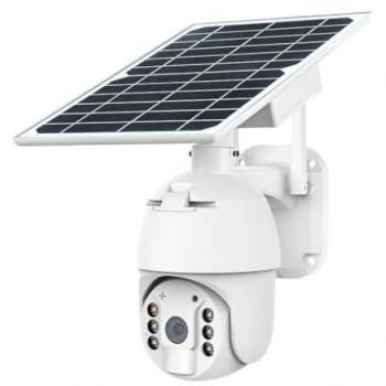Cámara de Videovigilancia PTZ WiFi Full HD 1080p con Panel Solar, Sensor PIR, Audio y Visión Nocturna - Color Blanco