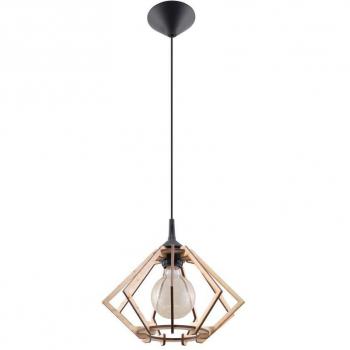 Lámpara Colgante Pompelmo E27 Madera Natural 1 Bombilla LED 90cm