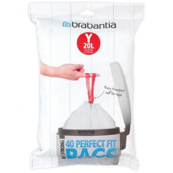 Brabantia Código Y Bolsas de Basura Formato Expendedor, Blanco, 20 L, 40 Unidades