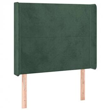 Cabecero con LED de terciopelo verde oscuro 93x16x118/128 cm