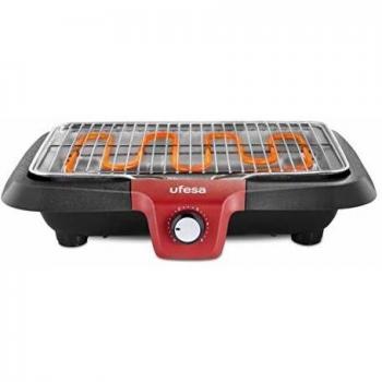 Ufesa BB7640 Barbacoa Eléctrica, 2300W, Superficie de Cocción 38x24cm, Apagado Automático, Termostato Ajustable, Apto para Lavavajillas, Baja Generación de Humo