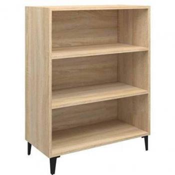 Aparador de madera contrachapada 69,5x32,5x90 cm con acabado en roble Sonoma, mueble de almacenaje para salón, incluye armarios con puertas y un cajón de madera, diseño moderno como