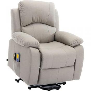 Sillón Relax Astan Hogar con Función Levanta Personas, Reclinación Eléctrica, Masaje y Termoterapia, Color Arena
