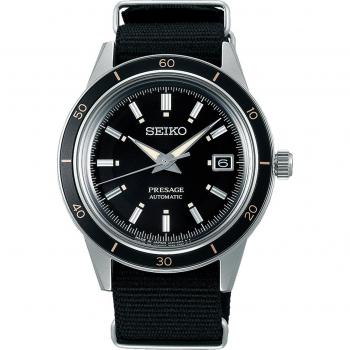 Seiko Presage Style 60s SRPG09J1 Men's Automatic Watch with Black Dial and Nylon Strap