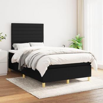 Cama box spring de muelles con colchón negro 120x200 cm en tela Vidaxl