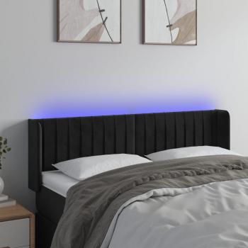 Cabecero LED de Terciopelo Negro 147x16x78/88 cm