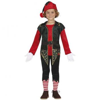 Disfraz de Elfo Rojo con chaleco largo para niño