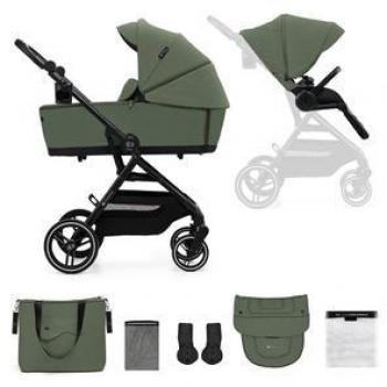 Kinderkraft - Carrito bebé 2en1 YOXI multifunción 2 piezas - Sillita y capazo con amortiguación - desde el nacimiento hasta los 4 años (22 kg) - Color Verde
