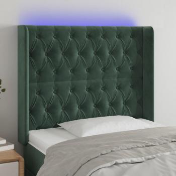 Cabecero LED de Terciopelo Verde Oscuro 103x16x128 cm con Iluminación Integrada