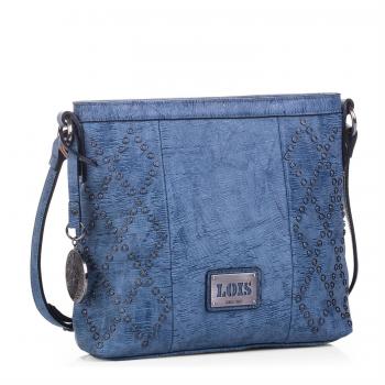 Lois - 93944 Bolso de Mujer Bandolera Ajustable. Bolsillo detrás con Cremallera. Llavero de la Marca. Piel sintética Polipiel, Color Azul