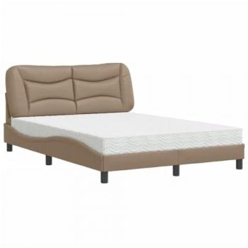 Cama con colchón cuero sintético capuchino 120x200 cm