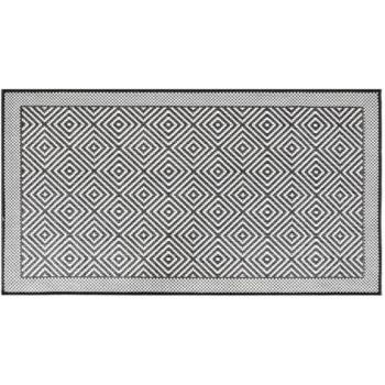 Alfombra de exterior reversible 80x150 cm en color azul marino, gris y blanca