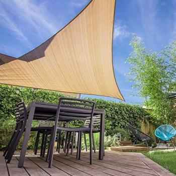 HAIKUS Toldo Vela Triangular 2x2x2 m, Vela de Sombra Triángula HDPE, Transpirable, Resistente y 95% Protección Rayos UV para Exterior, Jardín, Terrazas