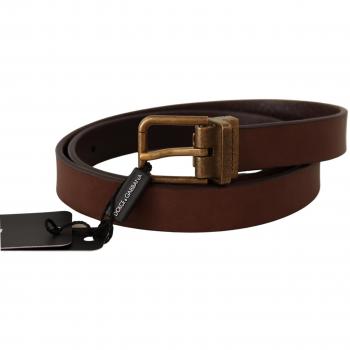 Dolce & Gabbana Brown Leather Rustic Buckle Cintura Belt - 85 cm / 34 Inches