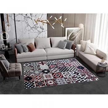 Alfombra Moderna Grande de Mosaico 190x280 cm | Pelo Corto y 100% Lavable | Ideal para Salón, Dormitorio, Sala o Comedor