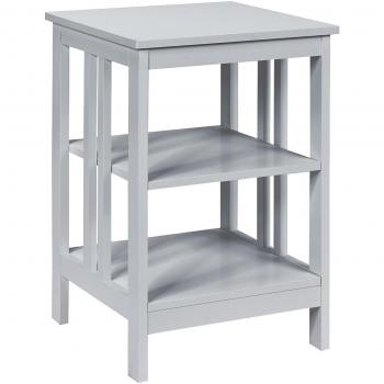 Mesita de Noche Auxiliar Costway 3 Niveles con Barras de Refuerzo, Mesa Lateral para Sofá y Dormitorio, Dimensiones 41 x 41 x 61 cm, Color Gris