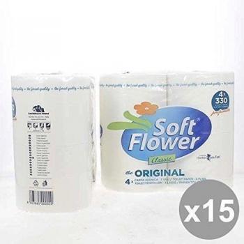 Set 15 SOFT FLOWER Igienica 4 Rotoli 3 Veli Prodotti per il bagno