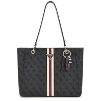 Guess Noelle Tote Bag - Black Polyethylene Shoulder Bag with Multiple Compartments